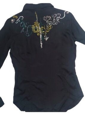 Diesel vintage 90’s beaded sequin button down shirt Hong Kong rhinestone cowgirl